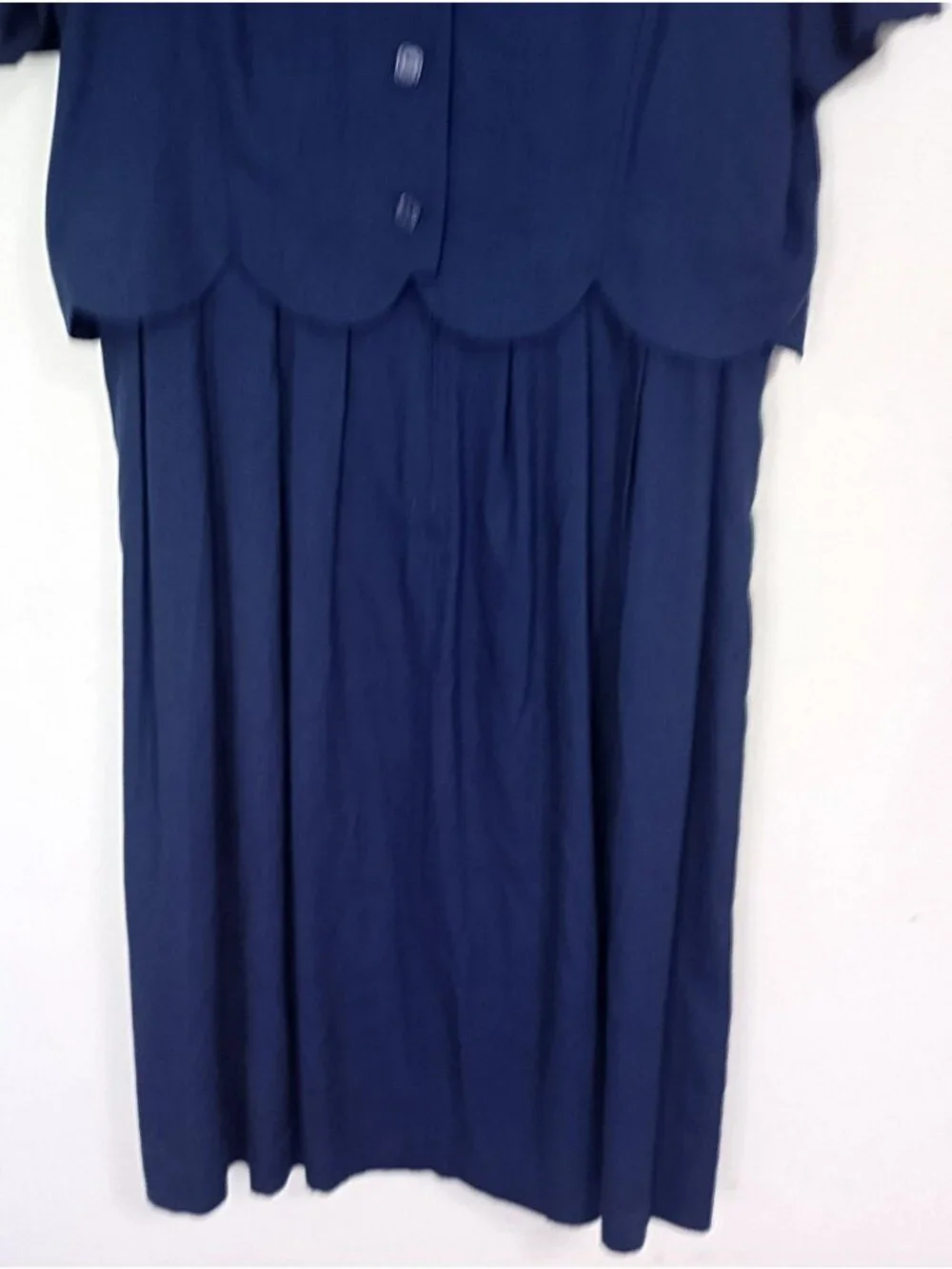 Vintage Plaza South Petites Navy Blue Embellished Dress Button Details Size 12